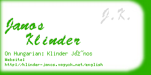 janos klinder business card